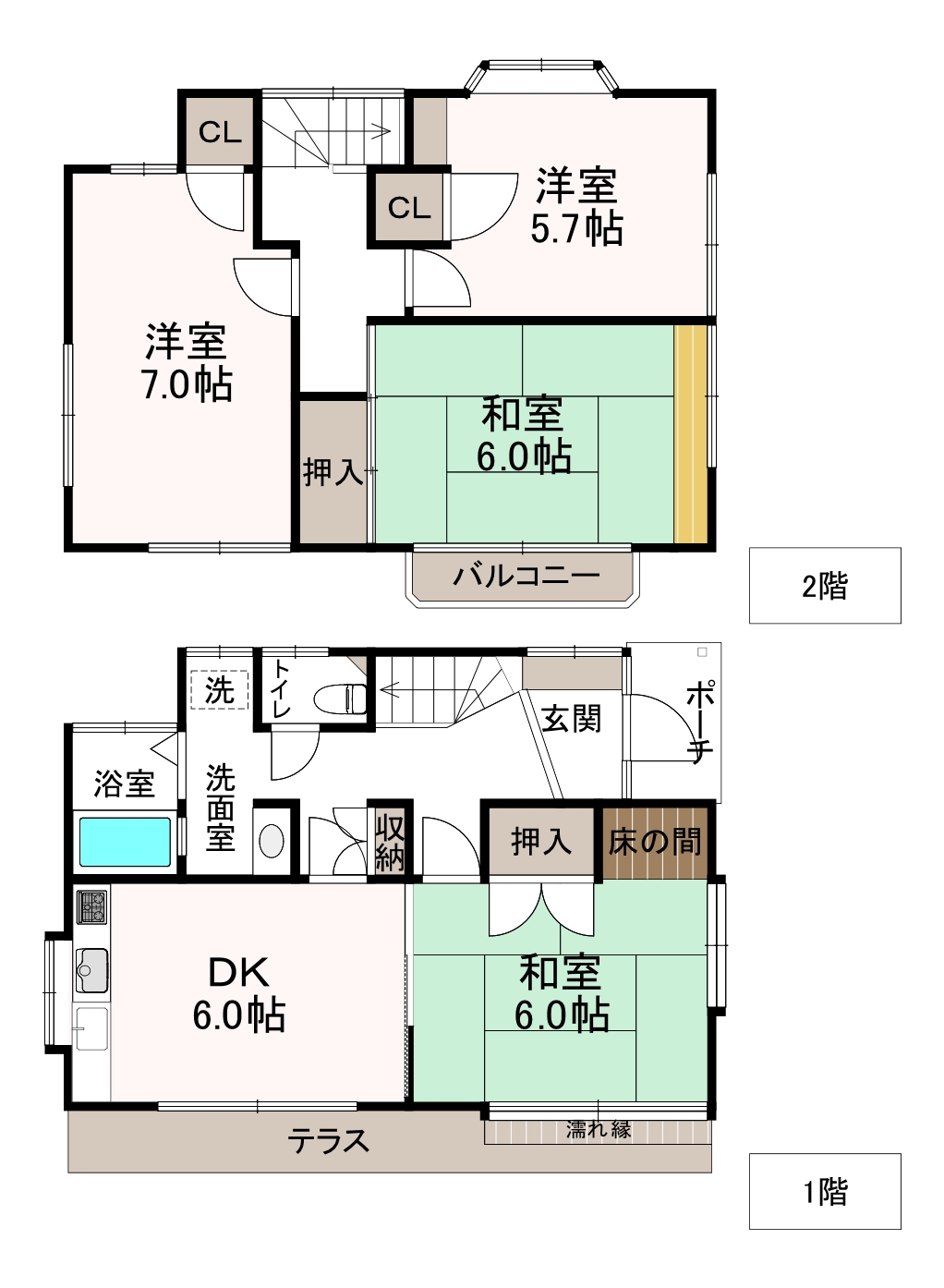 高崎市乗附町 中古住宅 間取り図